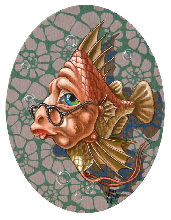 "The Well-read fish" başlıklı Tablo Victor Molev tarafından, Orijinal sanat, Petrol Ahşap Sedye çerçevesi üzerine monte edil…