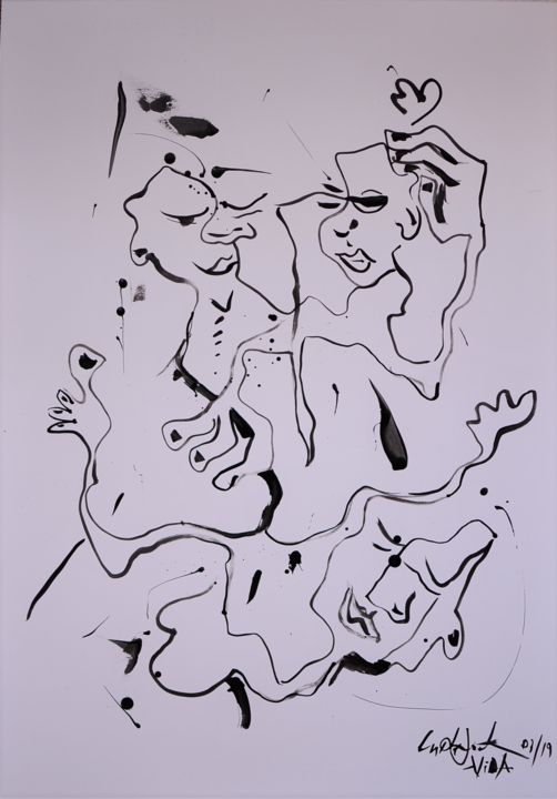 Peinture intitulée "III" par Vida, Œuvre d'art originale, Encre