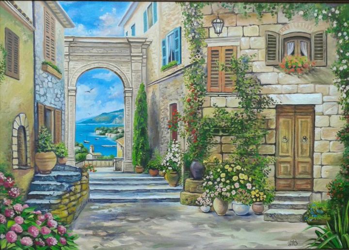 Painting titled "Italy" by Victoria Popova, Original Artwork, Oil