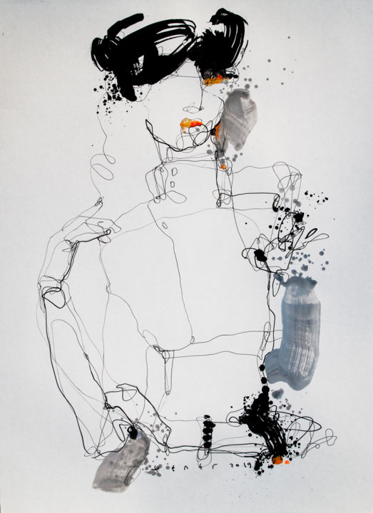 Рисунок под названием "Lady 37" - Viktor Sheleg, Подлинное произведение искусства, Акрил