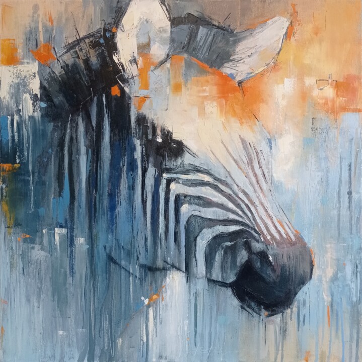 Peinture intitulée ""Zebra" oil paintin…" par Viktoriia Kerner, Œuvre d'art originale, Huile