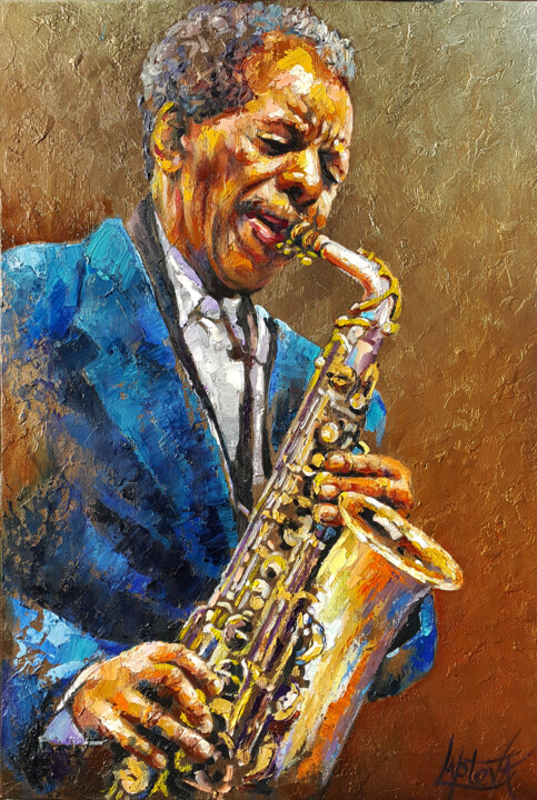 Painting titled "Jazz improvisation" by Viktoria Lapteva, Original Artwork, Oil Mounted on Wood Stretcher frame