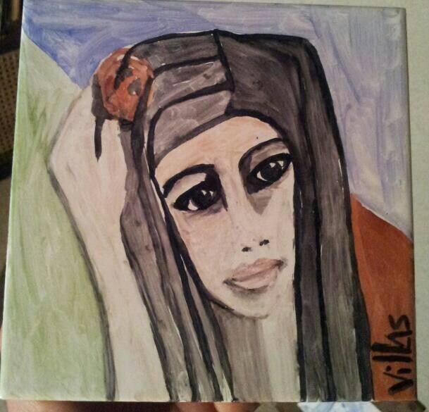 Painting titled "Menina" by Villás, Original Artwork