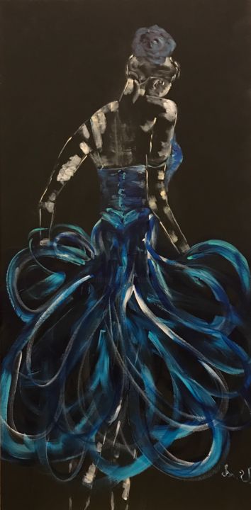 Schilderij getiteld "danseuse bleue" door Isabelle Villena, Origineel Kunstwerk, Acryl