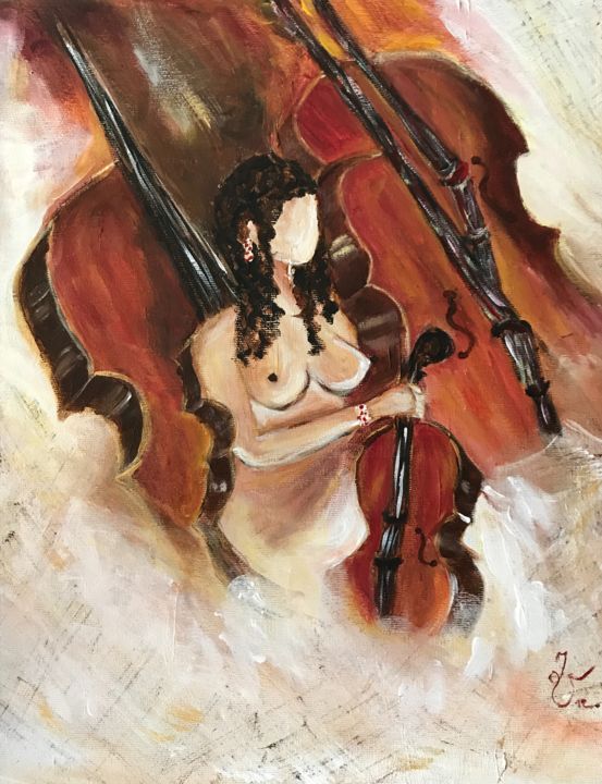 Painting titled "Violoniste" by Isabelle Villena, Original Artwork, Acrylic