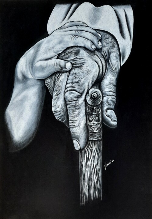 Dessin intitulée "Le Chemin de la Vie" par Vincent Christan, Œuvre d'art originale, Crayon
