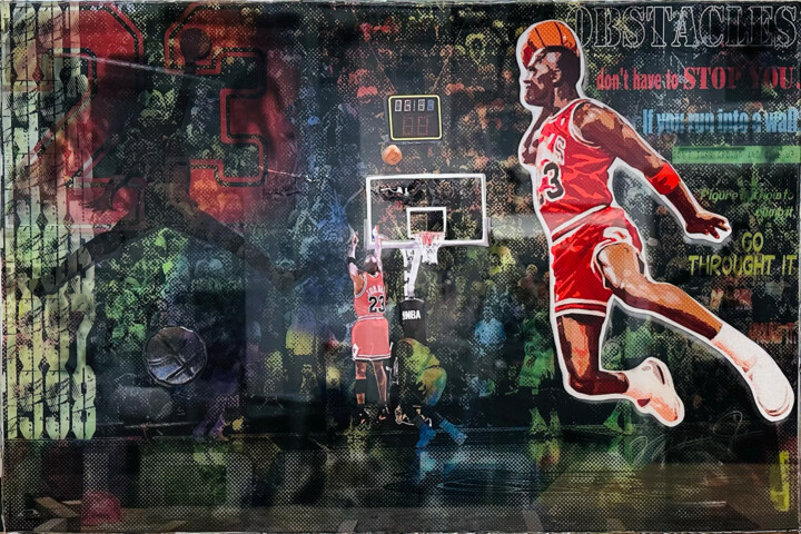 Painting titled "JORDAN 23" by Vincent Sabatier (VerSus), Original Artwork, Resin Mounted on Metal