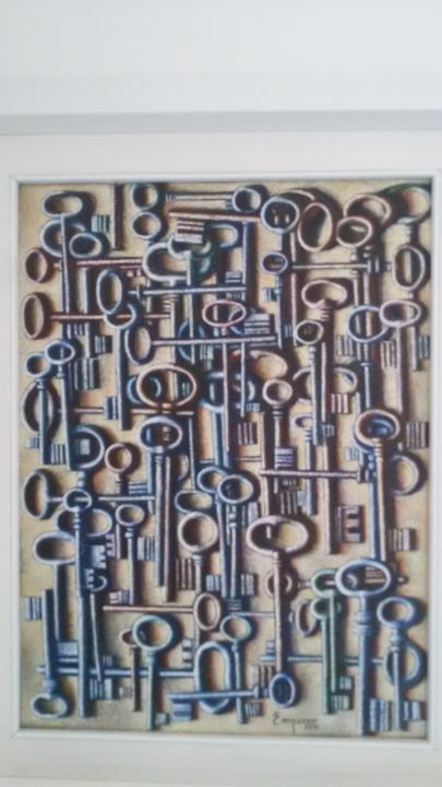 Schilderij getiteld "vecchie chiavi" door Vincenzo Empireo, Origineel Kunstwerk, Olie