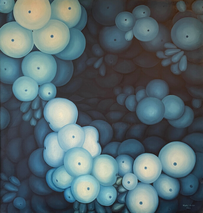 「Blue fruits」というタイトルの絵画 Vinko Hlebsによって, オリジナルのアートワーク, オイル