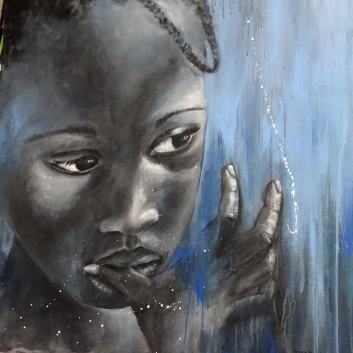 Pintura intitulada "pensive" por Virginie Px, Obras de arte originais