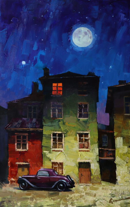 Peinture intitulée "The Stars Don't Sle…" par Vitaly Gunaza, Œuvre d'art originale, Huile Monté sur Châssis en bois