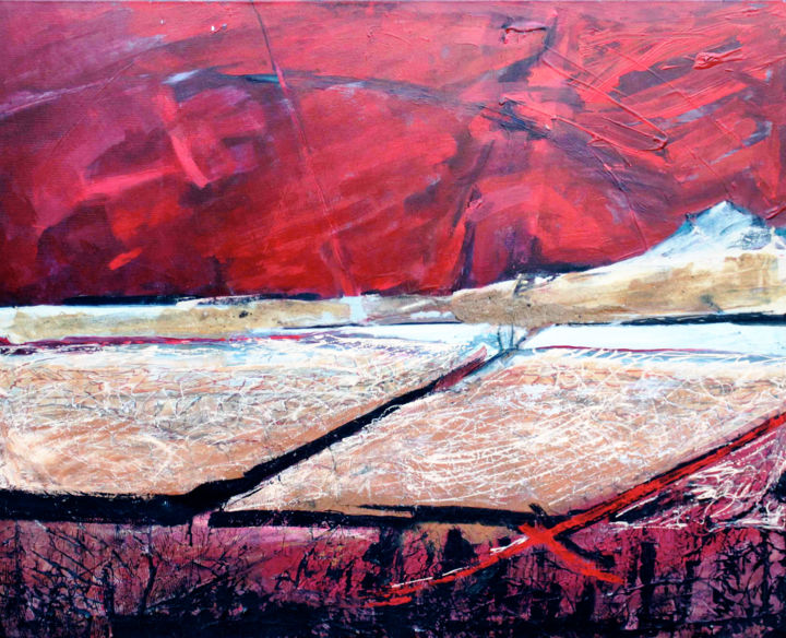 Peinture intitulée "desierto rojo.jpg" par Viviana Troya, Œuvre d'art originale, Huile