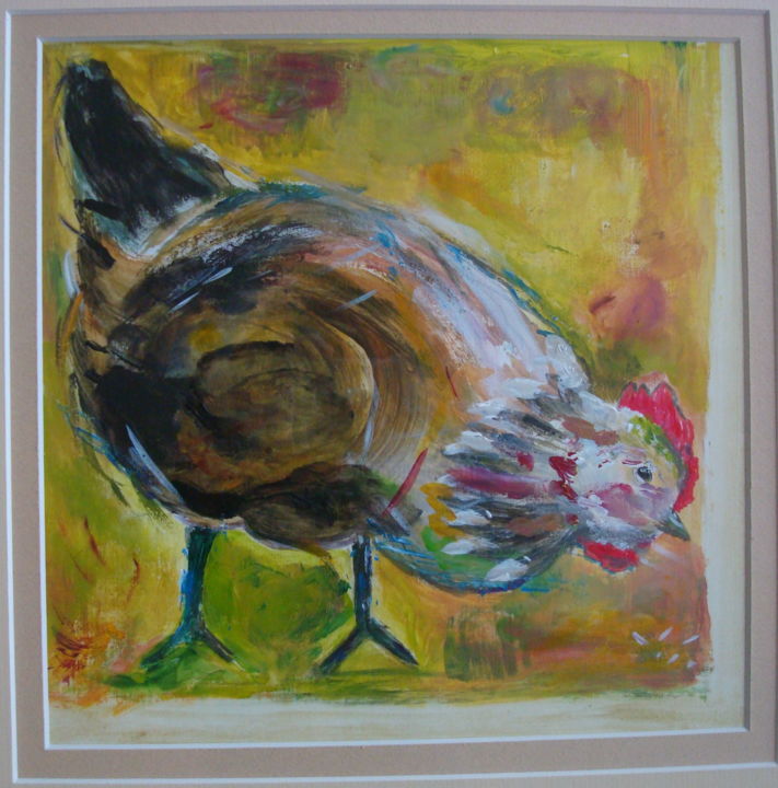 Peinture intitulée "Mère Poule" par Viviane Niss, Œuvre d'art originale, Acrylique