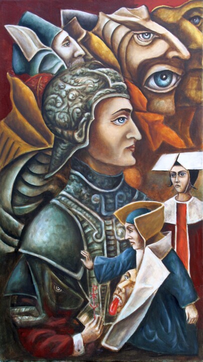 Pittura intitolato "посвящение" da Vladimir Pronkin, Opera d'arte originale, Olio
