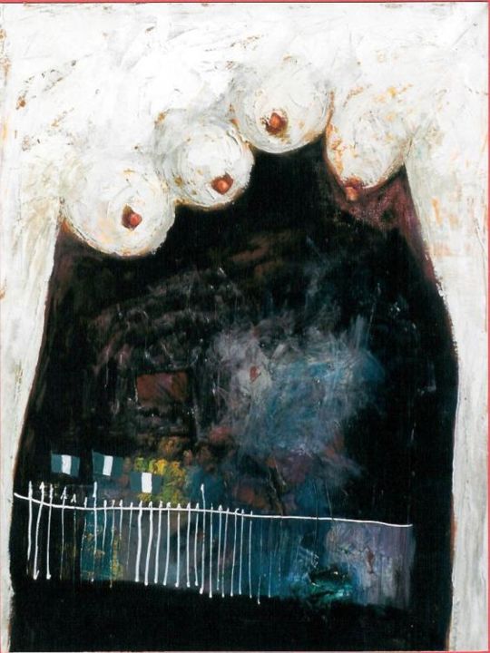 Painting titled "La madre del corder…" by Ostapenko, Original Artwork