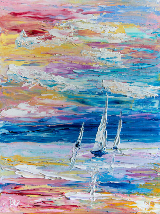 Peinture intitulée "I wish was sailing…" par Vladyslav Durniev, Œuvre d'art originale, Huile Monté sur Carton