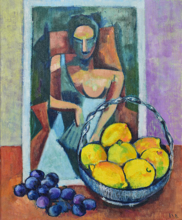 Malerei mit dem Titel "Lemons" von Vlasta, Original-Kunstwerk, Öl