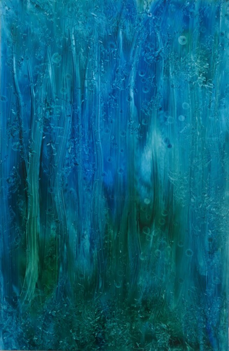 Peinture intitulée "FORET AQUATIQUE 202…" par Véronique Lenfant, Œuvre d'art originale, Huile Monté sur Autre panneau rigide