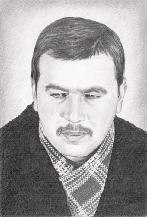 Drawing titled "avtoportret v 26 let" by Gennadii Sergeevich Volgin, Original Artwork