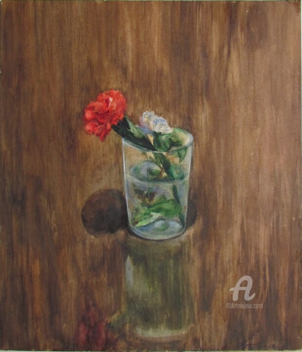 Pittura intitolato "7, Carnation, paper…" da Volodymyr Chukhas, Opera d'arte originale, Acquarello