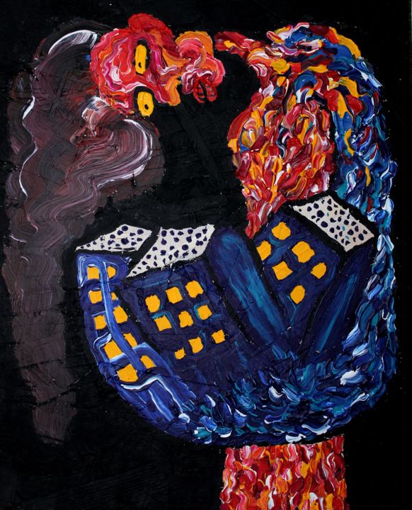 Ζωγραφική με τίτλο "Женщина хрущёвка" από Vovavovalarin, Αυθεντικά έργα τέχνης, Ακρυλικό