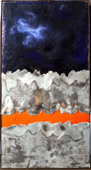 Malerei mit dem Titel "Orange Stripe" von Vsevolod Chevalkov, Original-Kunstwerk, Emaille