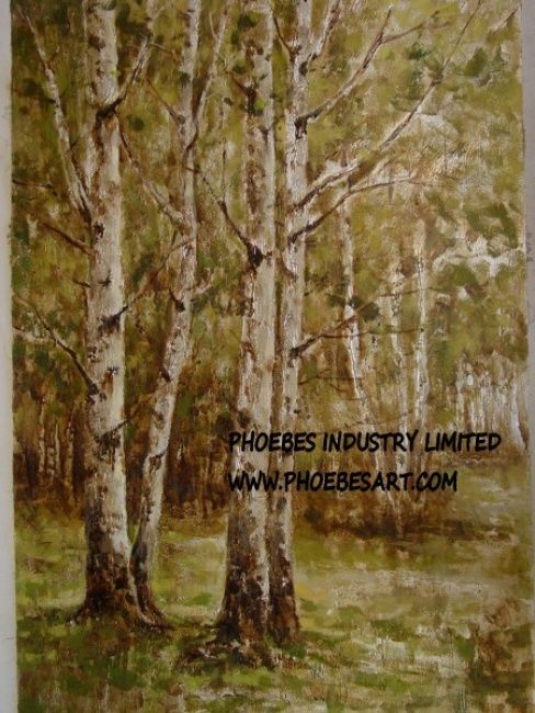 Pittura intitolato "Birch forest" da w-6, Opera d'arte originale, Olio