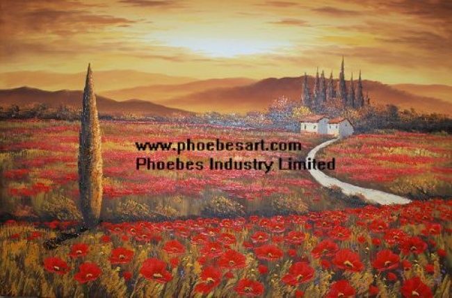 Pittura intitolato "poppy fields painti…" da w-6, Opera d'arte originale, Olio