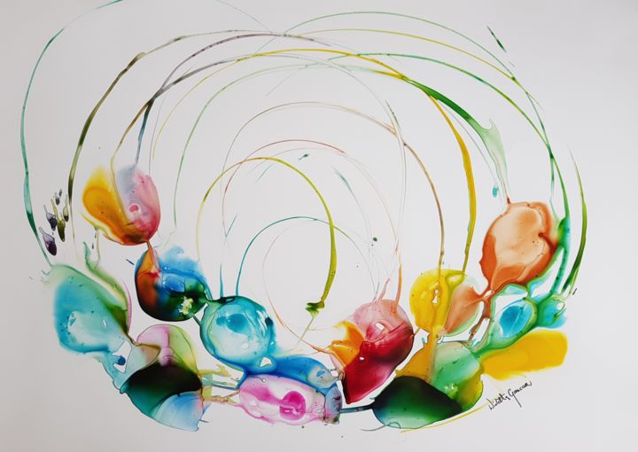 Pintura intitulada "Flow 12" por Wioletta Gancarz, Obras de arte originais, Tinta