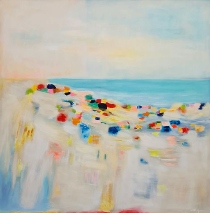 Pintura titulada "Monte-Carlo Beach" por Wioletta Gancarz, Obra de arte original, Acrílico