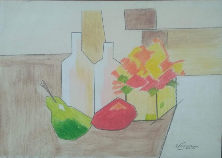 Drawing titled "Natureza morta com…" by Wagner Cavalcante, Original Artwork, Pastel