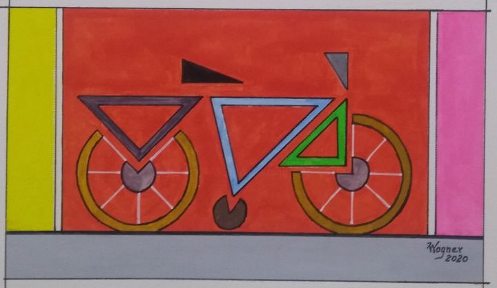 Картина под названием "Bike" - Wagner Cavalcante, Подлинное произведение искусства, Гуашь