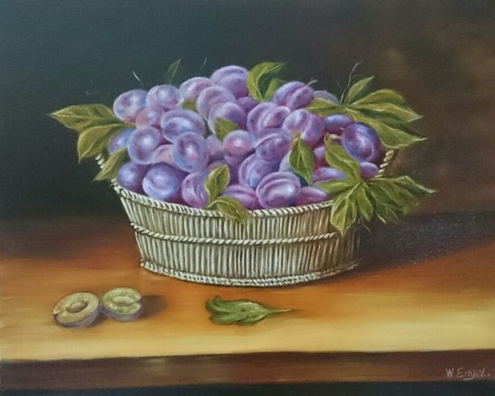 Painting titled "Plum Plate" by Waldemar Engelowski, Original Artwork