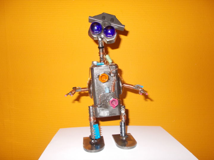Scultura intitolato "robot" da Gilles Bellagamba, Opera d'arte originale, Metalli