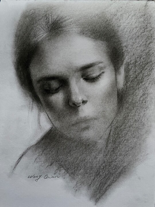 realistic girl face sketch side view