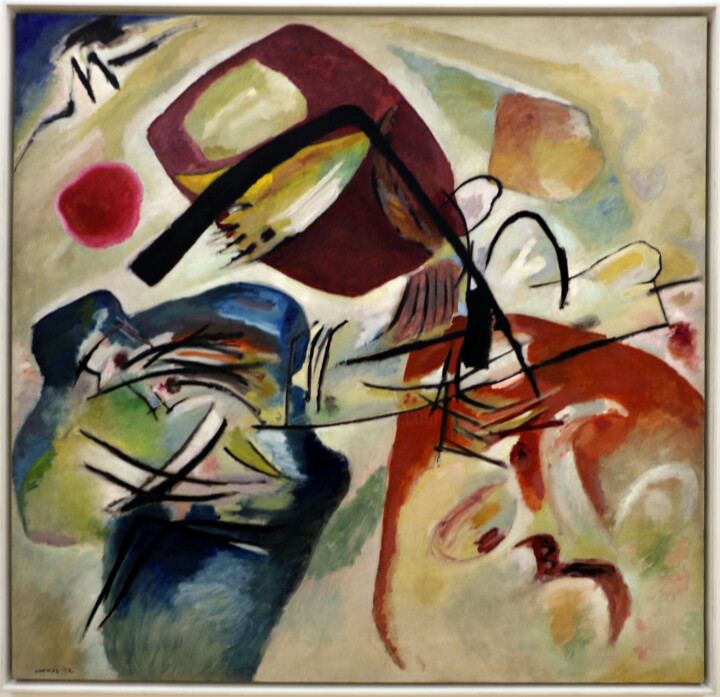 Malerei mit dem Titel "Avec l'arc noir" von Wassily Kandinsky, Original-Kunstwerk, Öl