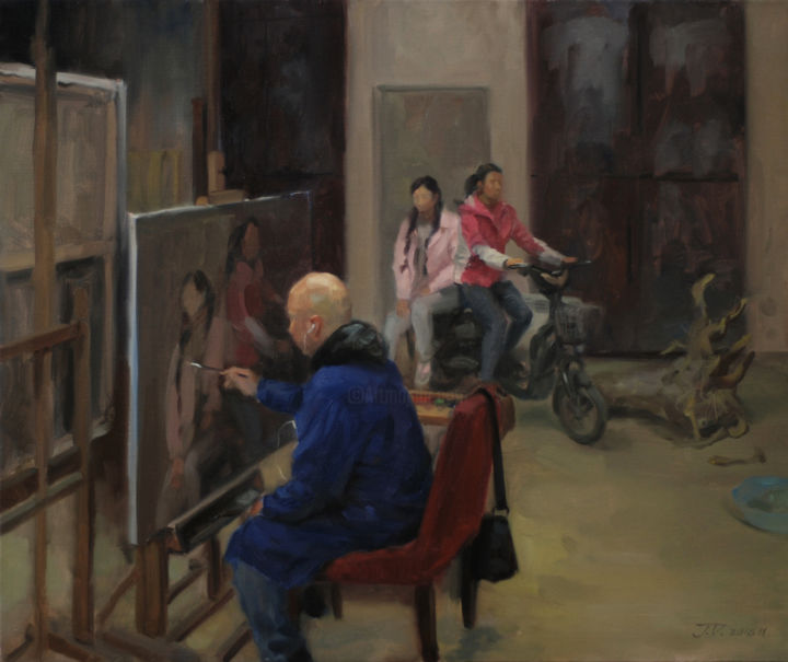 Painting titled "Studio No.2" by Wei Jia, Original Artwork, Oil
