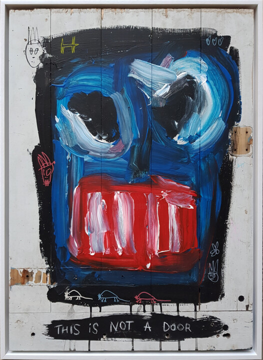 Malarstwo zatytułowany „Doorman” autorstwa Well Well, Oryginalna praca, Akryl Zamontowany na Panel drewniany
