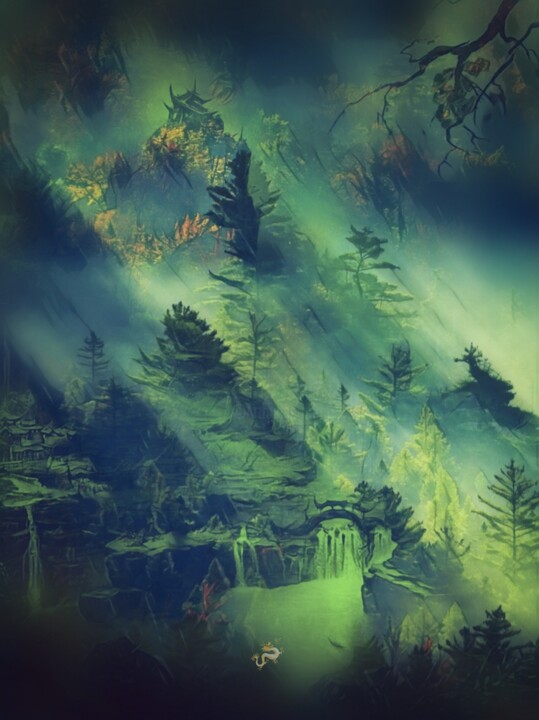 Digital Arts titled "My green world" by Wesley Duong, Original Artwork, Digital Painting