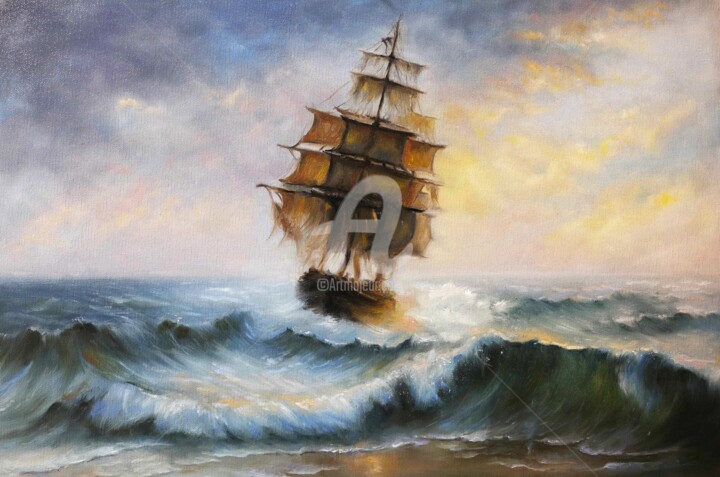 Ζωγραφική με τίτλο "Seascape" από Wiktoria Pydo, Αυθεντικά έργα τέχνης, Λάδι