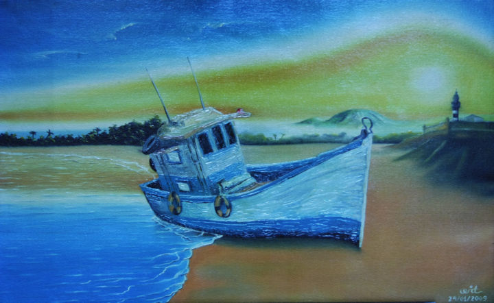 Pintura intitulada "Barco" por Willcap, Obras de arte originais, Óleo