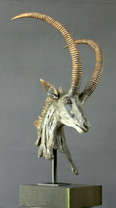 Sculptuur getiteld "Sable Antelope Bust" door Willem Botha, Origineel Kunstwerk, Bronzen