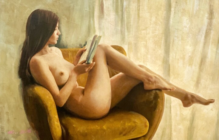 Painting titled "'By The Book'" by William Oxer F.R.S.A., Original Artwork, Oil