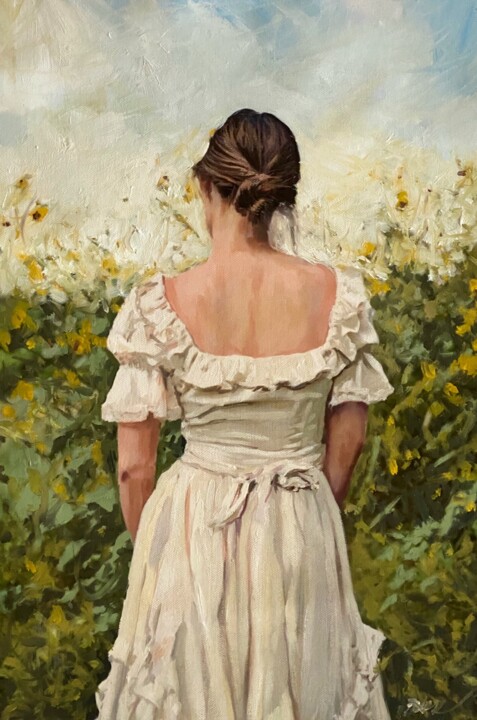 Pintura intitulada "'To Kiss The Sunflo…" por William Oxer F.R.S.A., Obras de arte originais, Óleo