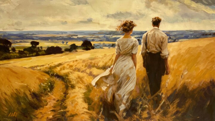 Painting titled "'Across The Fields'" by William Oxer F.R.S.A., Original Artwork, Oil