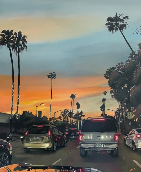 Painting titled "LA traffic" by Willy Porée, Original Artwork, Acrylic