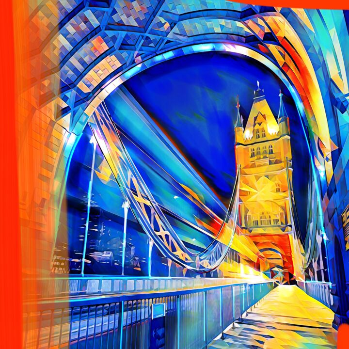 Painting titled "London, Tower Bridg…" by Wlad Safronow, Original Artwork, Digital Painting