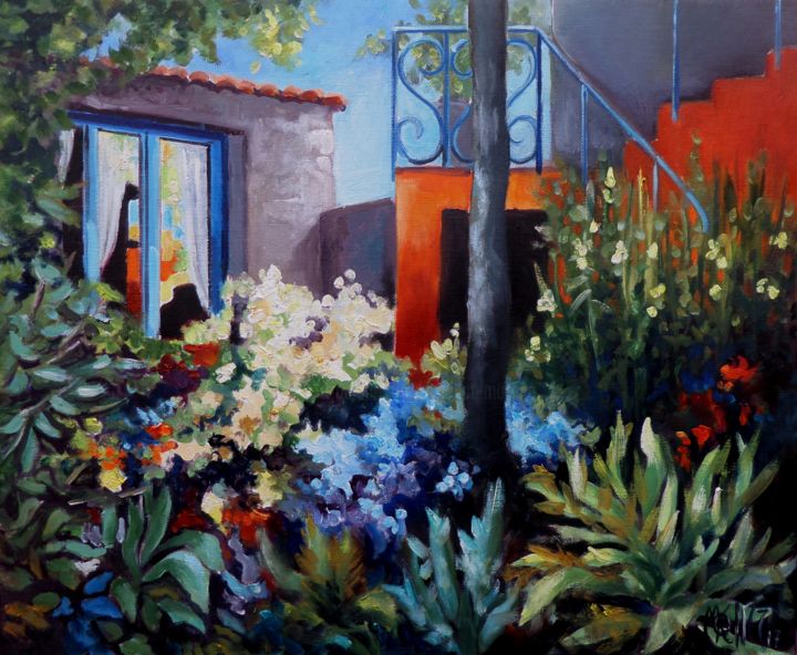 Pintura titulada "mon jardin" por Martine Woellet, Obra de arte original