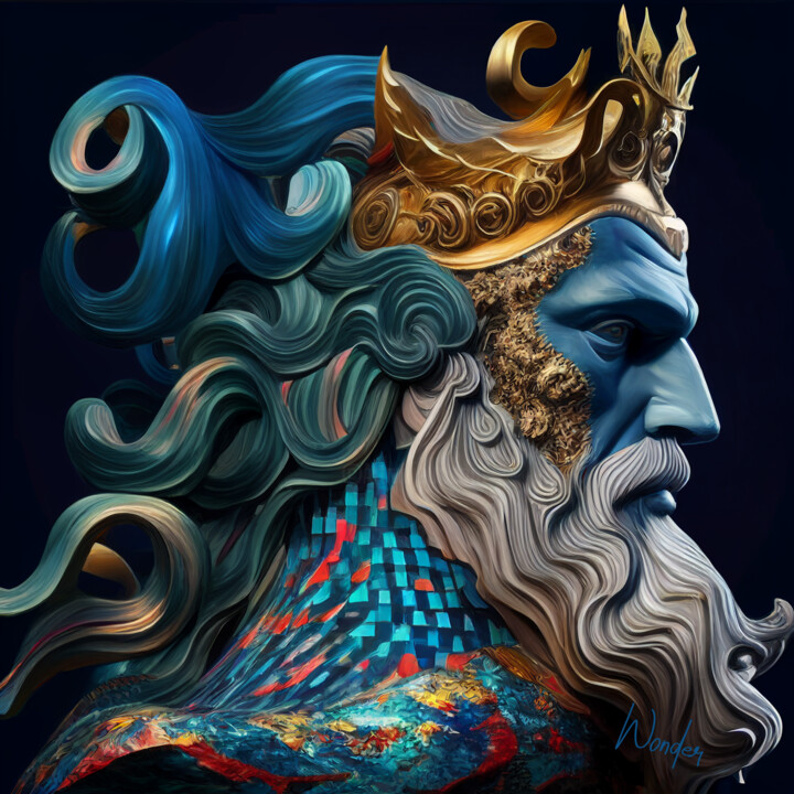 Digital Arts titled "Poseidon" by Wonder Art, Original Artwork, Digital Painting