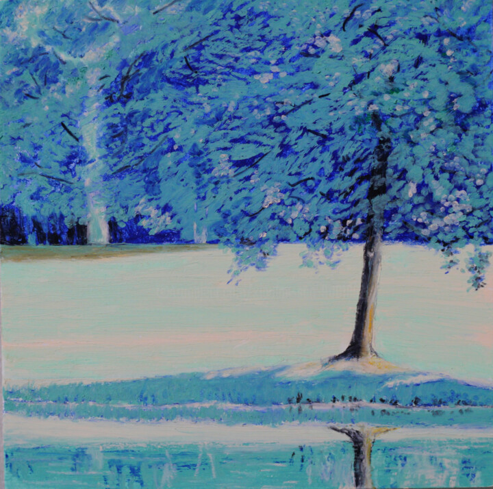 绘画 标题为“The Lake Mirrors Se…” 由Xiaolan Sun, 原创艺术品, 油